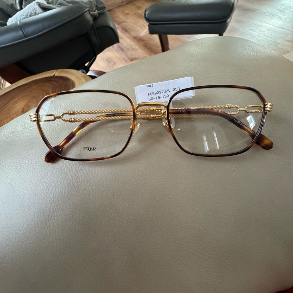 Luxury Fred Gold and Brown Eyeglasses